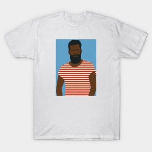 Man With Striped Shirt T-Shirt